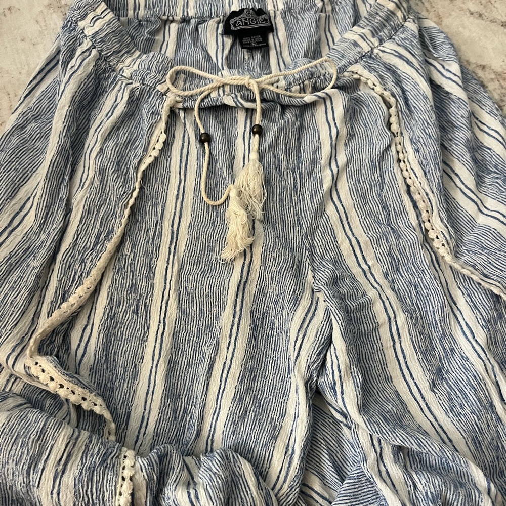 Blue and White Striped Pants